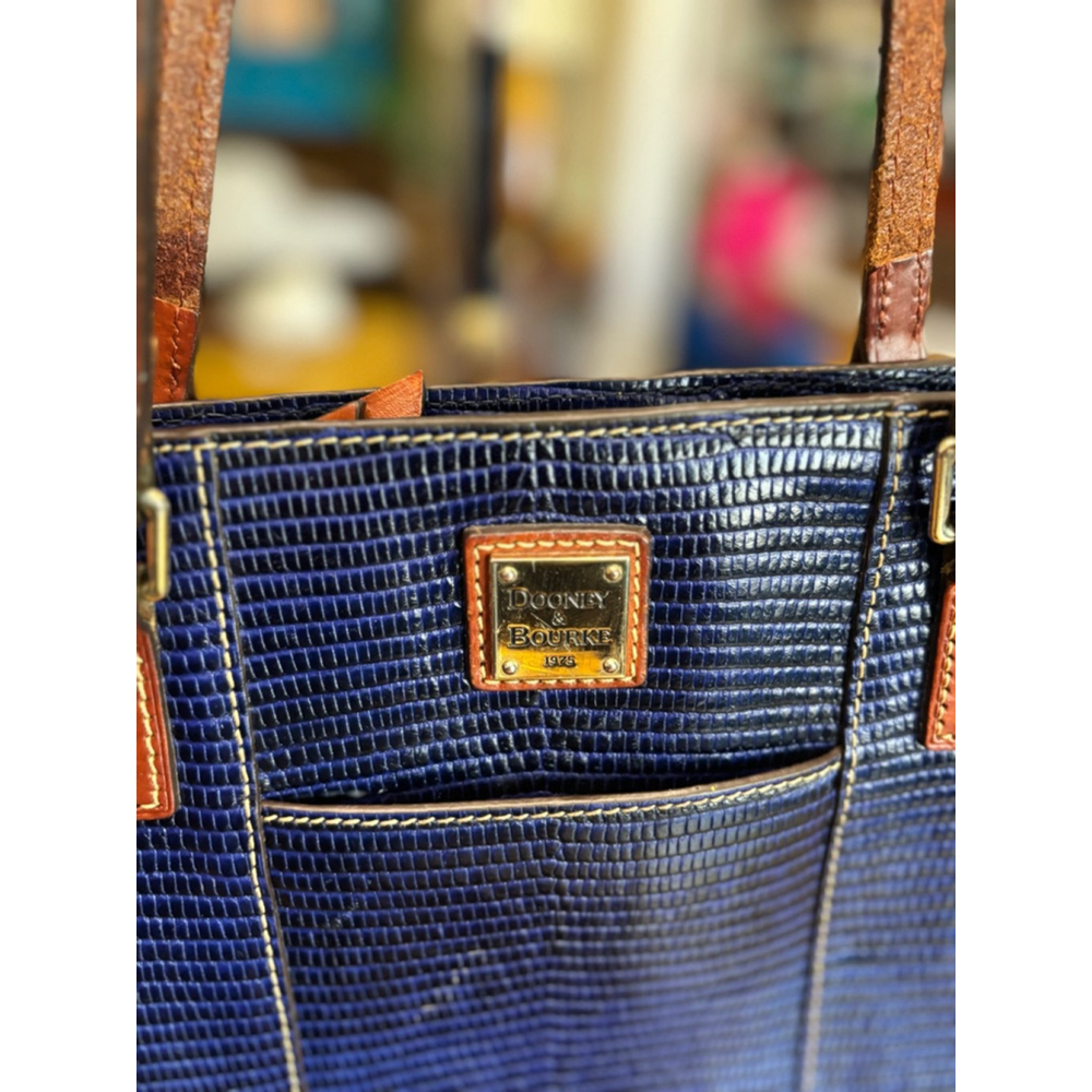 Dooney & Bourke Blue and Brown Tote - Picture 3 of 12